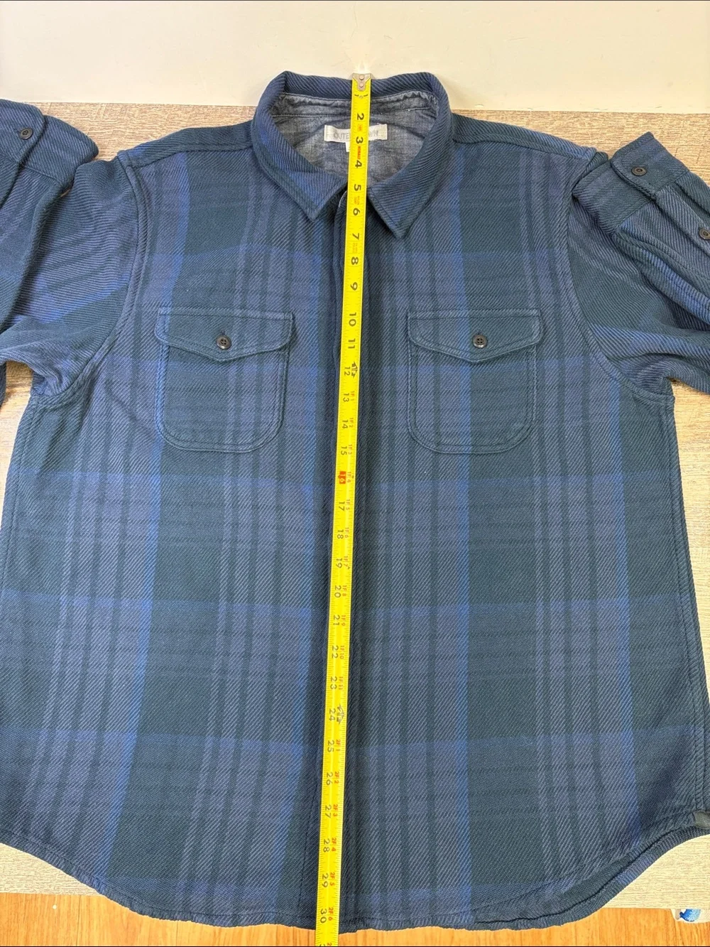 Outerknown Blanket Shirt Organic Cotton Blue Plaid Button-Up Overshirt XL